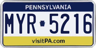 PA license plate MYR5216