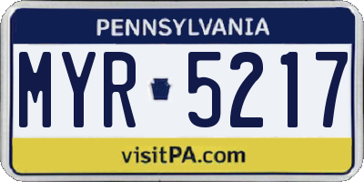 PA license plate MYR5217