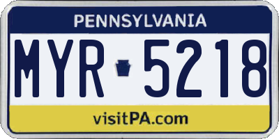 PA license plate MYR5218