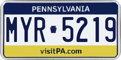 PA license plate MYR5219