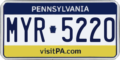 PA license plate MYR5220