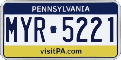 PA license plate MYR5221