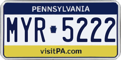 PA license plate MYR5222