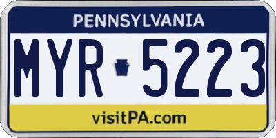 PA license plate MYR5223