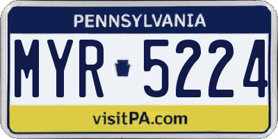 PA license plate MYR5224
