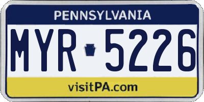 PA license plate MYR5226