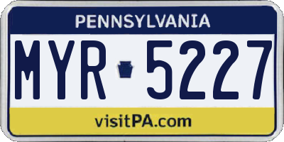 PA license plate MYR5227