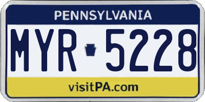 PA license plate MYR5228