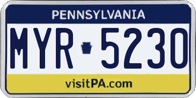 PA license plate MYR5230