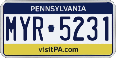 PA license plate MYR5231