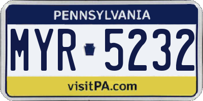 PA license plate MYR5232