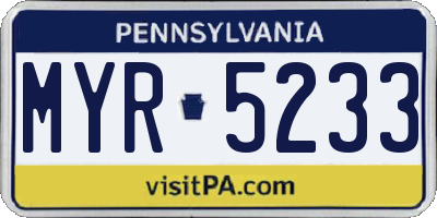 PA license plate MYR5233