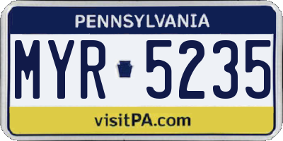 PA license plate MYR5235