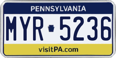 PA license plate MYR5236