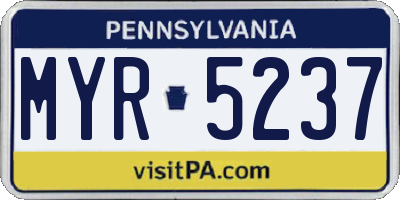 PA license plate MYR5237