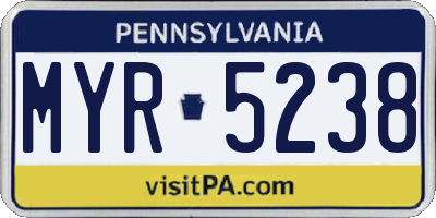 PA license plate MYR5238