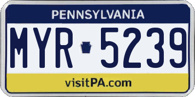 PA license plate MYR5239