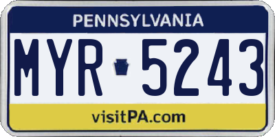 PA license plate MYR5243
