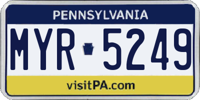 PA license plate MYR5249