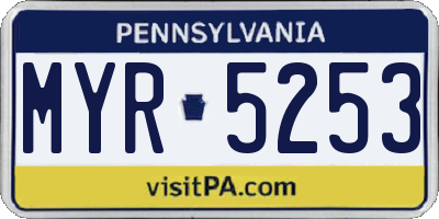 PA license plate MYR5253