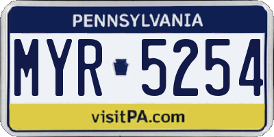 PA license plate MYR5254