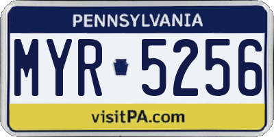 PA license plate MYR5256