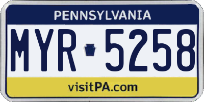 PA license plate MYR5258