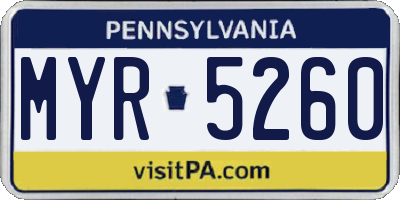 PA license plate MYR5260
