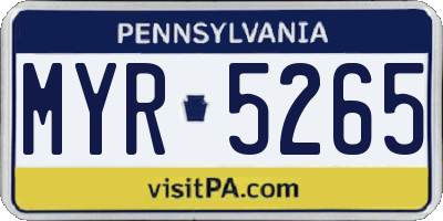 PA license plate MYR5265