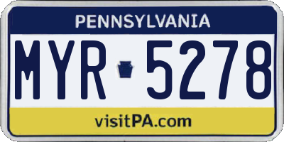 PA license plate MYR5278
