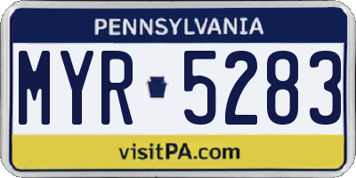 PA license plate MYR5283