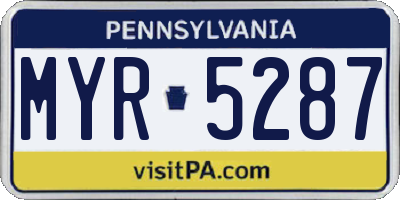 PA license plate MYR5287