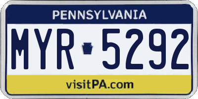 PA license plate MYR5292