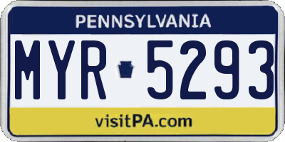 PA license plate MYR5293