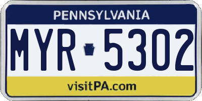 PA license plate MYR5302