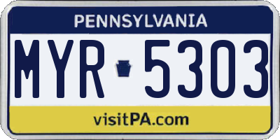 PA license plate MYR5303