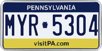 PA license plate MYR5304