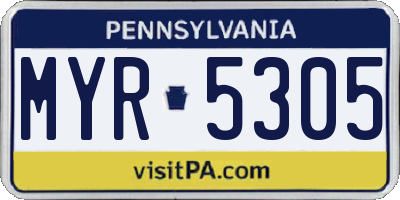 PA license plate MYR5305