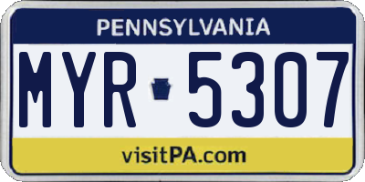 PA license plate MYR5307