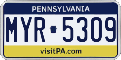PA license plate MYR5309