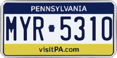 PA license plate MYR5310