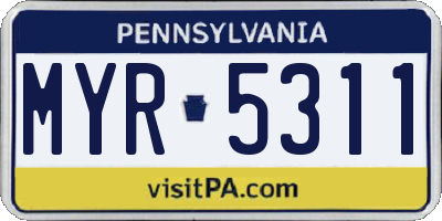 PA license plate MYR5311