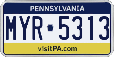 PA license plate MYR5313