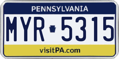 PA license plate MYR5315
