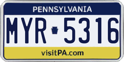 PA license plate MYR5316