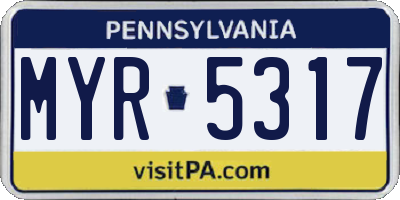PA license plate MYR5317