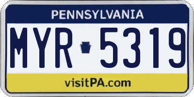 PA license plate MYR5319