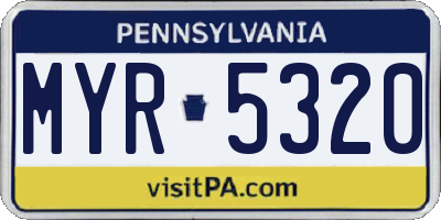 PA license plate MYR5320