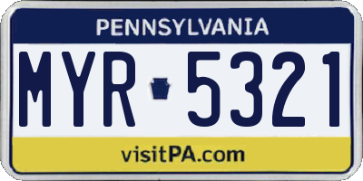 PA license plate MYR5321