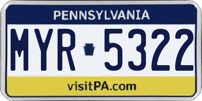 PA license plate MYR5322